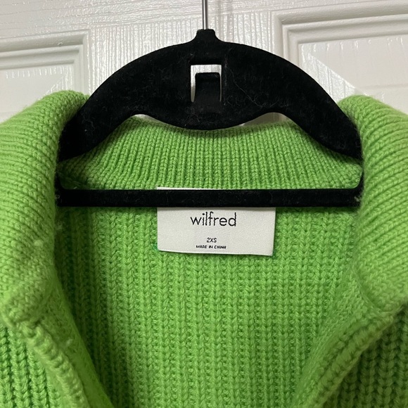 Aritzia Wilfred Claudette Cardigan collared merino wool in cucamelon green XXs - Picture 6 of 7